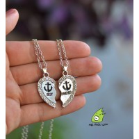 Кулон парный для друзей "Best Friends. Якорь". Серебро, стразы. Цена за 1 пару